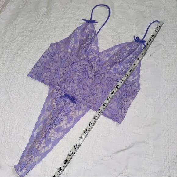 Vintage 90s Purple Lavender Lilac Teddy Intimates Sleepwear Sheer Lace Bodysuit - Picture 5 of 9